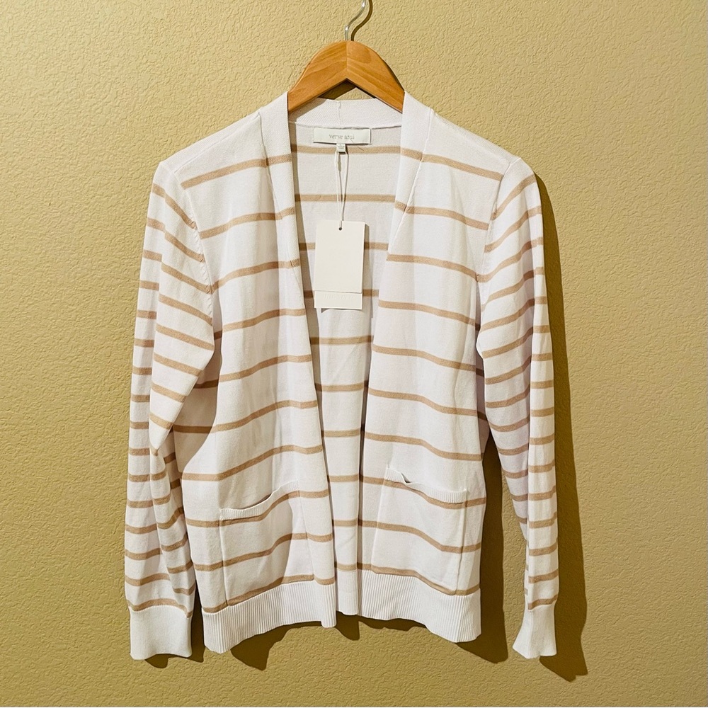 VERVE AMI White Striped Cardigan | Large
